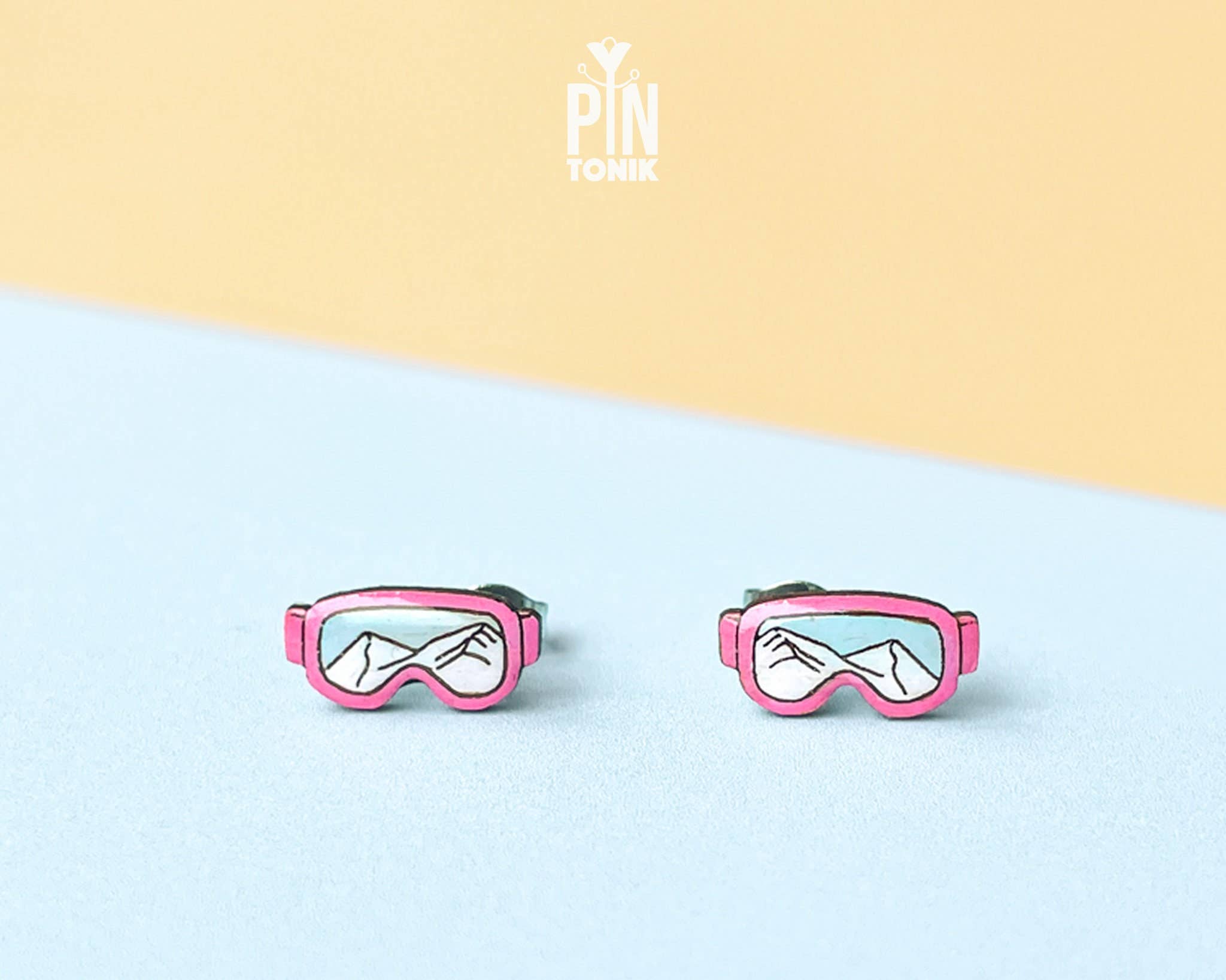 PinTonik – wholesale Stud/post earrings – Ski Goggle Apres Ski Stud Earrings and Snowboard Gifts0