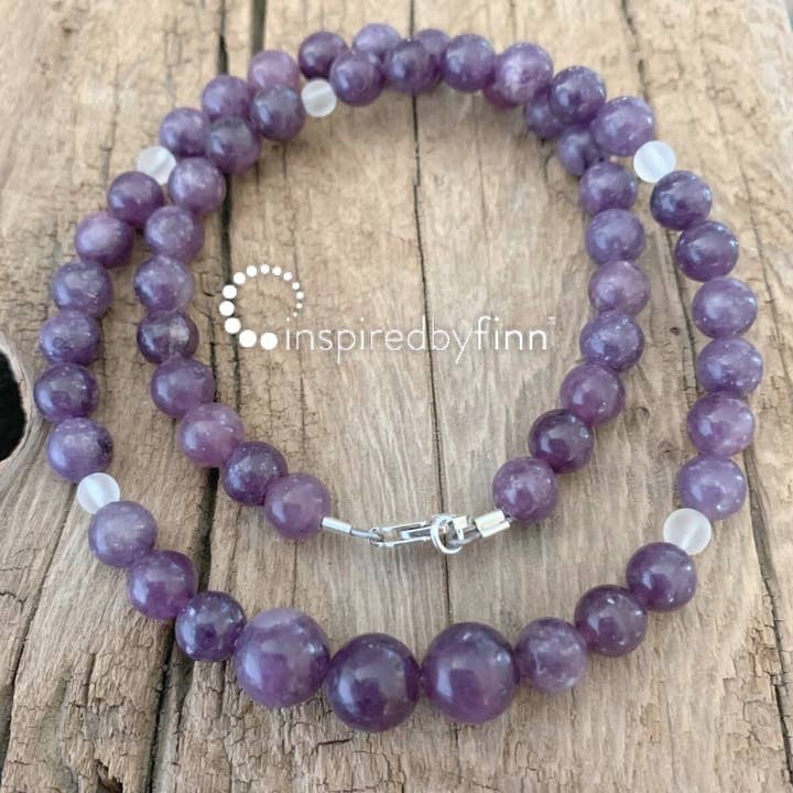 Relaxation & Stress Relief Calming Lepidolite Necklace for wholesale by Inspired By Finn