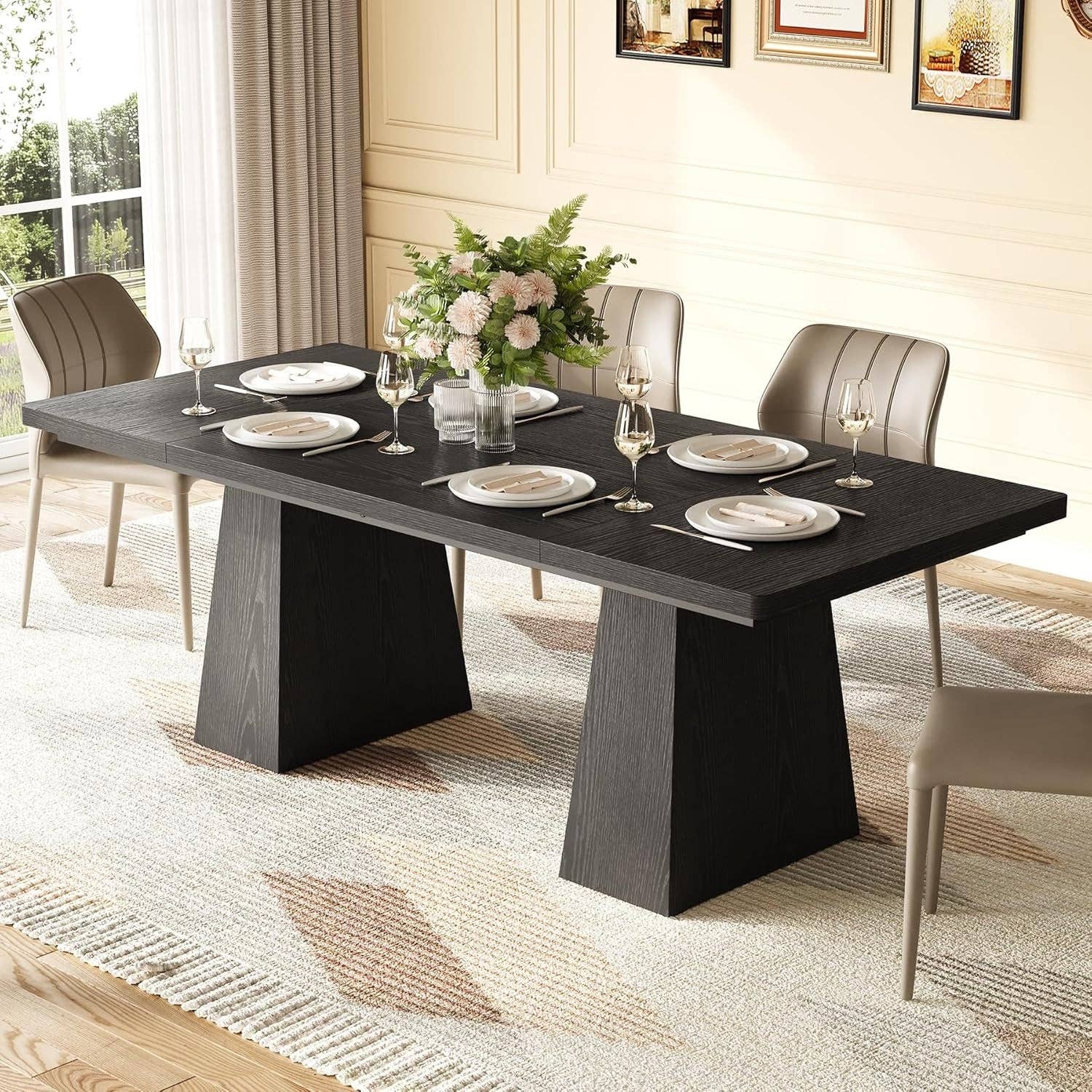 Wooden Dining Table for 6 with Heavy Duty Legs Black for wholesale on Faire4