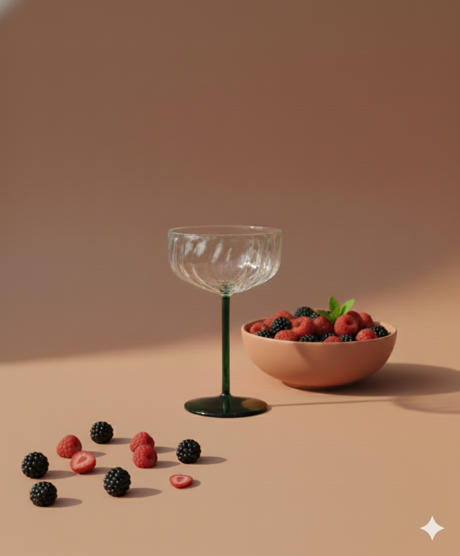 Casa Amarosa - Wholesale Cocktail/Liquor Glass - Swirl Cocktail Glass -Clear & Green,  4 x 6.5 Inches0