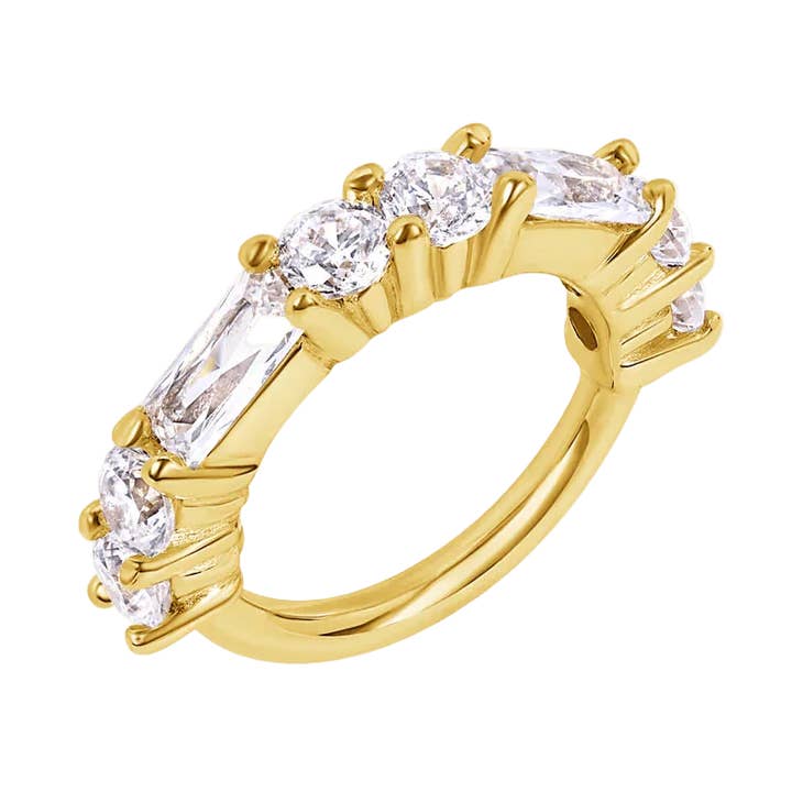 Iris Seamless Ring – 14K Gold Radiant Multi-Gem Design for wholesale by Piercing-zone