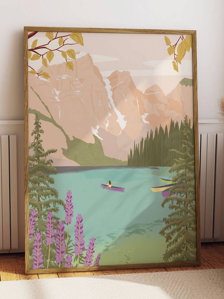 Moraine Lake, Canada Art Print for wholesale by Illustrations Its Funny Howww Inc