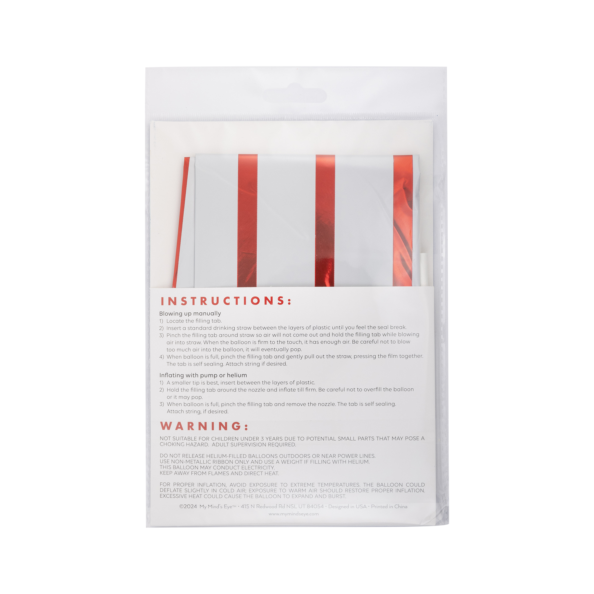 My Mind’s Eye - Wholesale Balloon - SSP1017 - Red Striped Star Shaped Mylar Balloon1