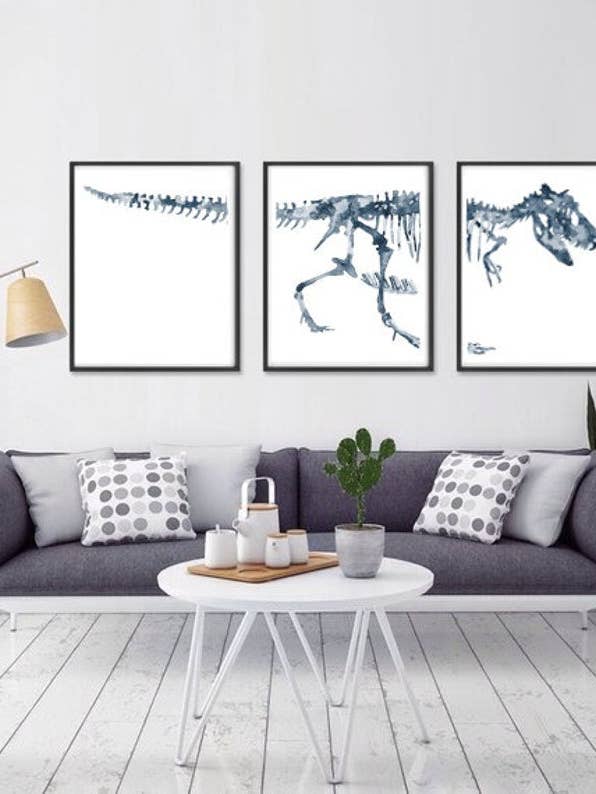 Sæt med 3 Navy Dinosaurer Maleri Akvarel for engroshandel hos Goodfairyart