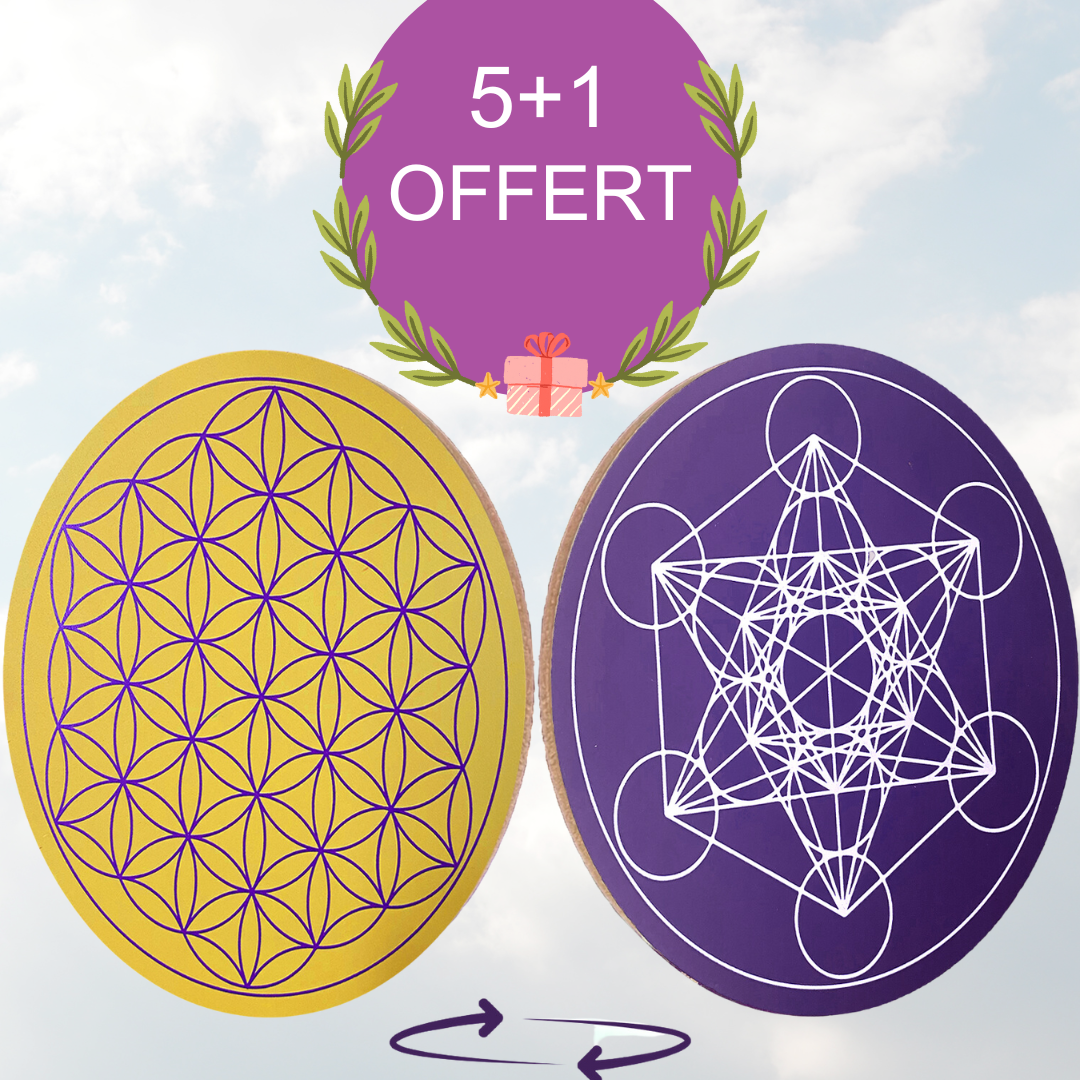 Vibratis - Wholesale Meditation Supplies - 5+1 FREE: Wooden Flower of Life + Metatron's Cube on the back0