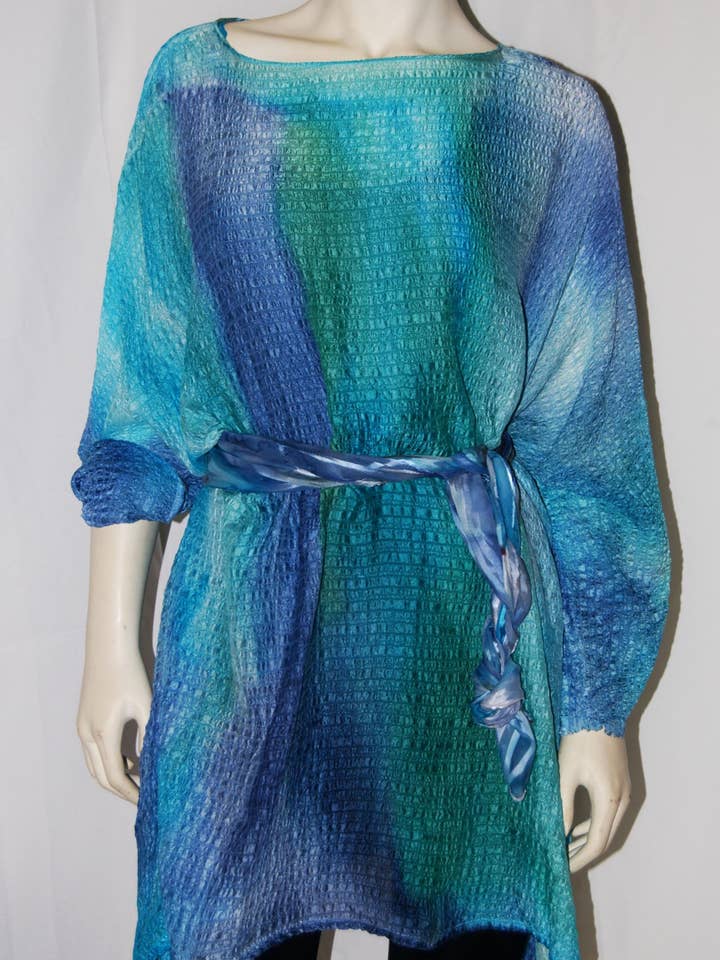 Blue Crush Tunic for wholesale by Poshaq Hand Painted Silk