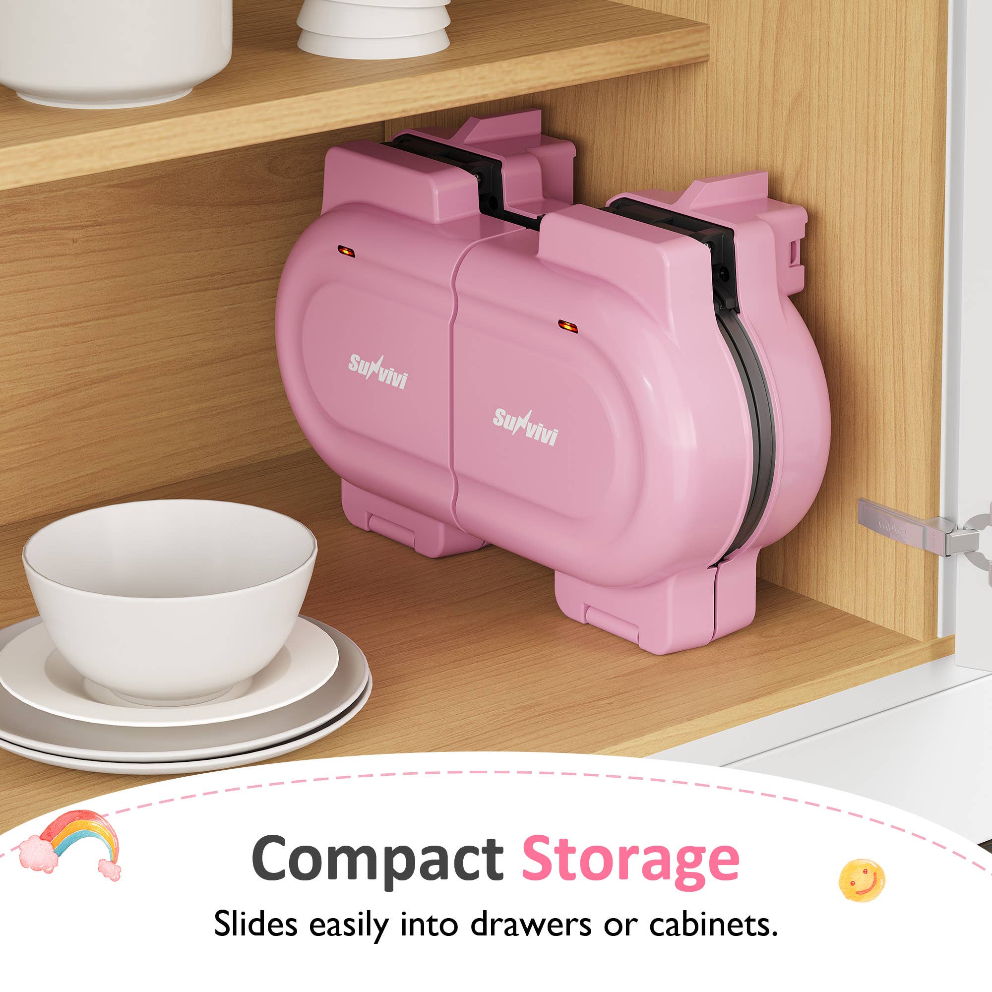 Heynemo - Wholesale Kitchen Appliance - Double Belgian Waffle Maker with Removable Nonstick Plates2