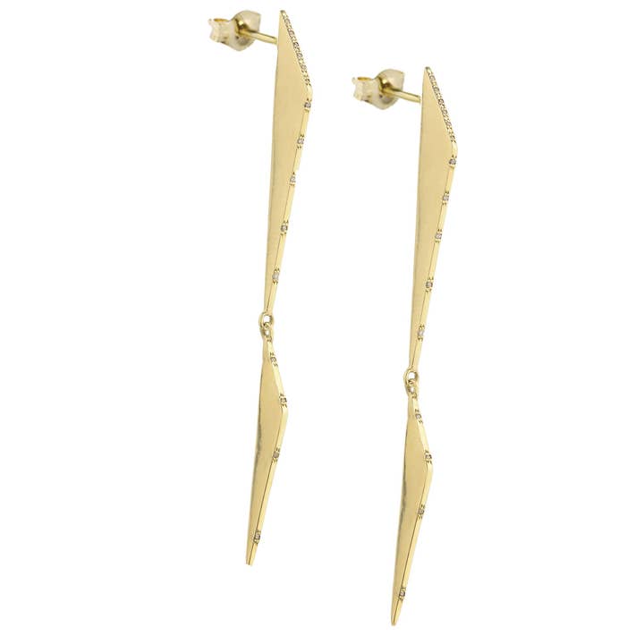 Gold Double Scalene Earrings for wholesale by TK jewelry