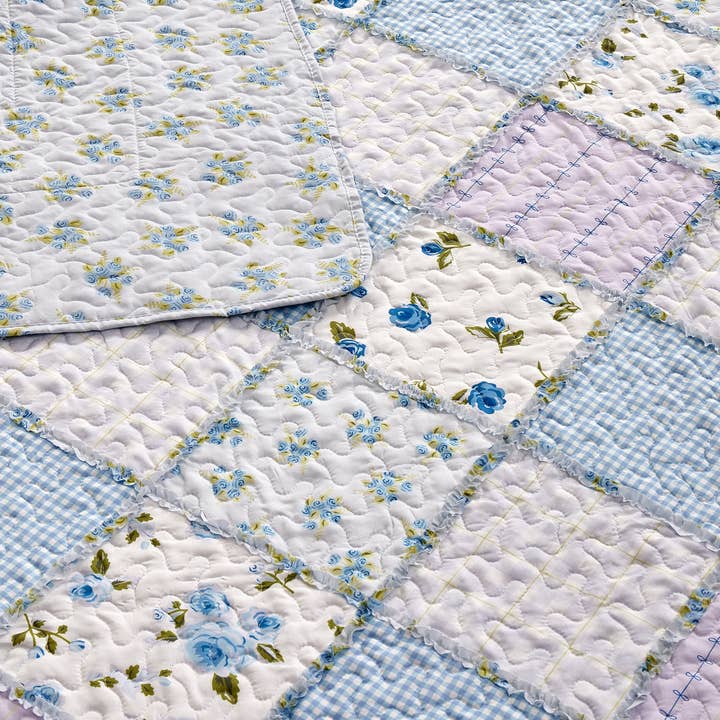 Duke Imports - Wholesale Bedding Set - "Garden of Blues" Designer Microfiber Quilt Set3