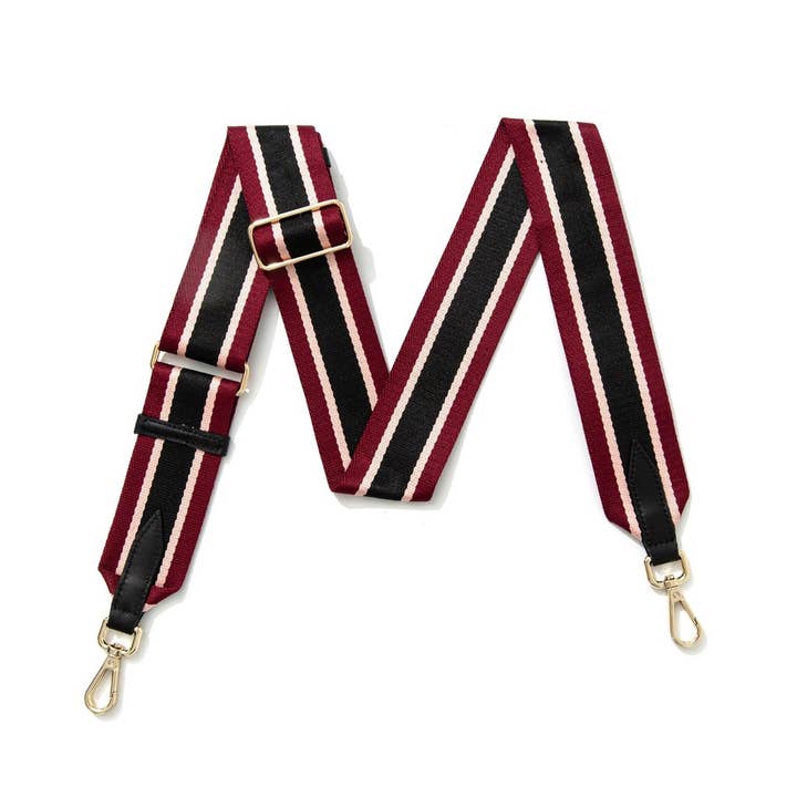 MONTTE DI JINNE - Vente Sangle pour sac – femme - Sangle de sac avec texture en toile et extrémités en cuir - Rayure sportive2