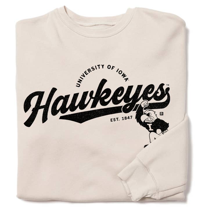 RAYGUN - Wholesale Graphic Sweatshirt - Unisex - Hawkeyes Script Logo Crew Sweatshirt