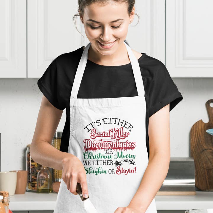 Christmas Apron - Serial Killer Documentaries and Christmas for wholesale by Jackson + Wyatt