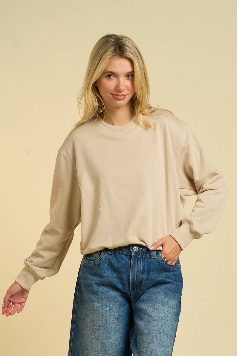 ANWND - Vente Sweat-shirt – femme - 10736-Sweat-shirt à col ras du cou raccourci0