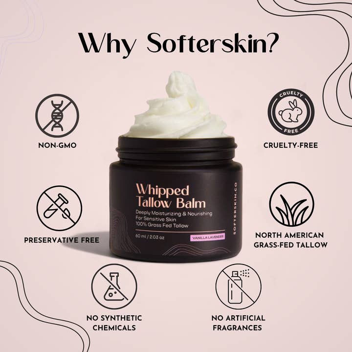 Softer Skin - Wholesale Body cream/lotion - Whipped Tallow Vanilla Lavender (2o z)1