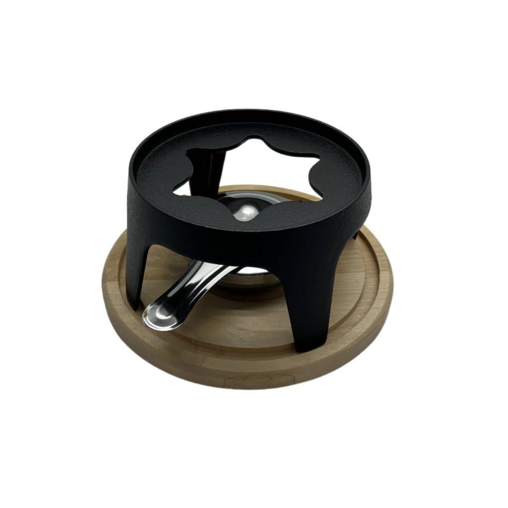 Svart Fondue Set i Svart Gjutjärn med Träbricka - 6 Pers. för wholesale på Faire2