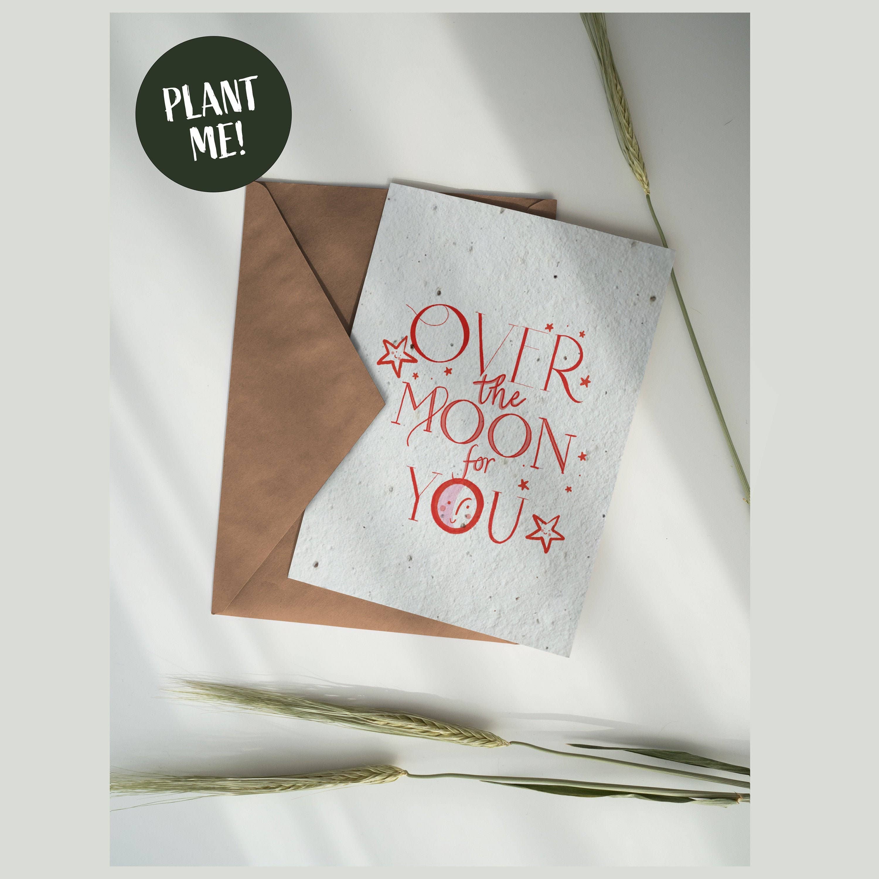 Purcell-Green Studios – wholesale Love card – Over the moon for you Plantable Greeting Card0