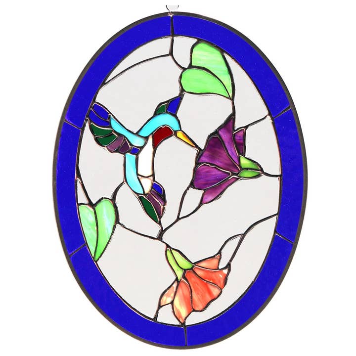 Pannello in vetro colorato Ovale Colibrì 13" x 9,5" per la vendita all'ingrosso da parte di DGE Distribution
