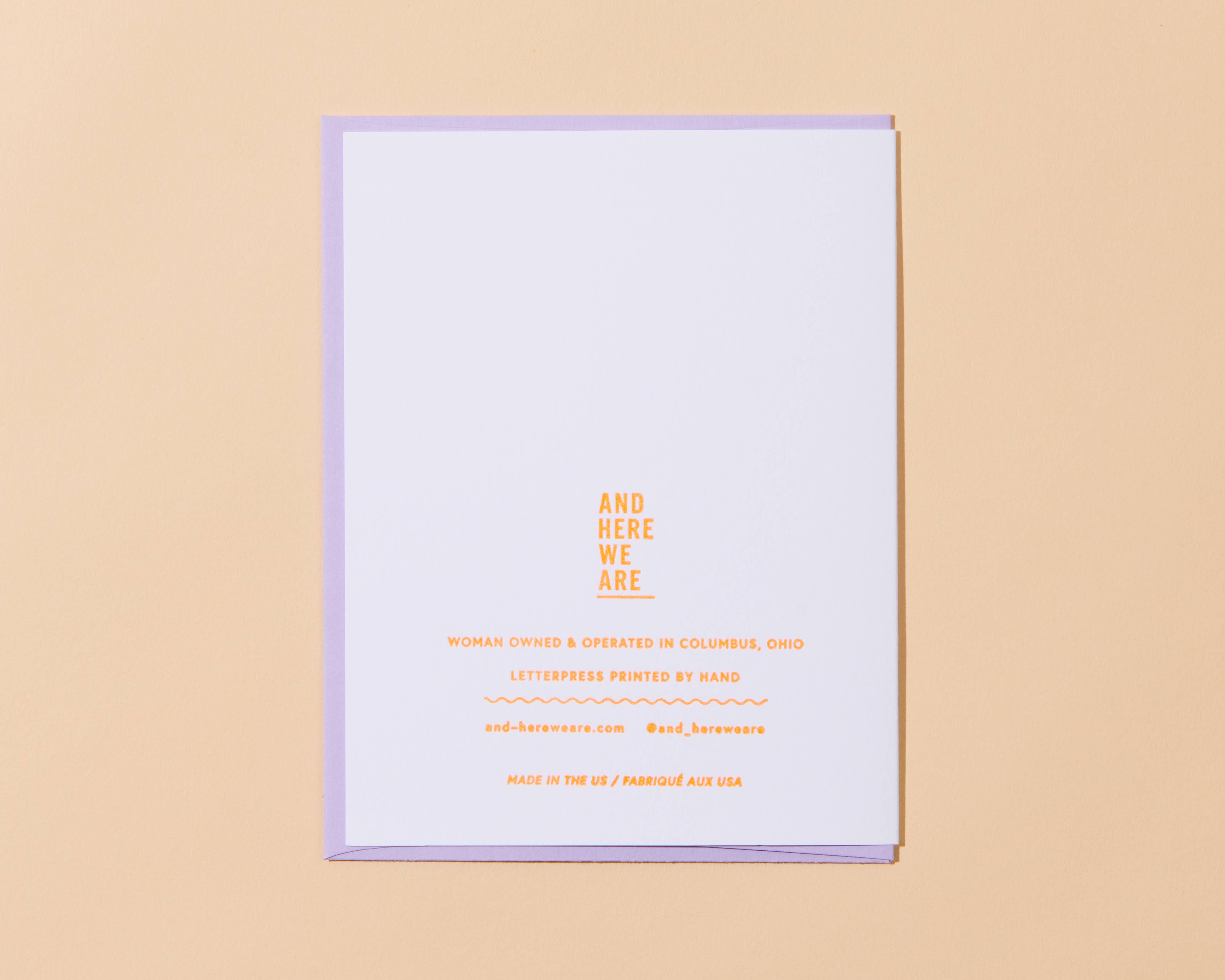 And Here We Are - Wholesale Birthday Card - Checkerboard Birthday Letterpress Greeting Card- Made in USA2