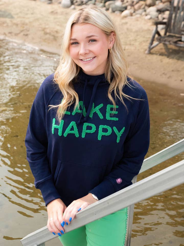 Lake Happy Hooded Sweatshirt Chenille TRUE NAVY for wholesale by Lake Happy