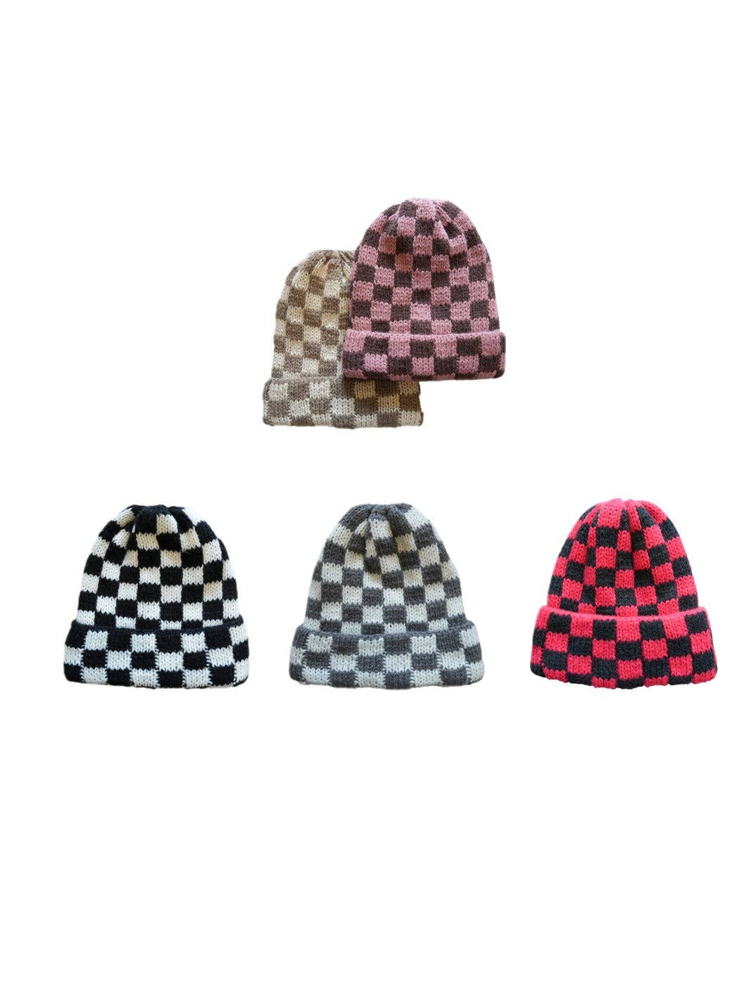 Funkyrel® Atzbranding Limited - Wholesale Beanie - Women's - Haila - Winter Checkered Knitted Beanie11