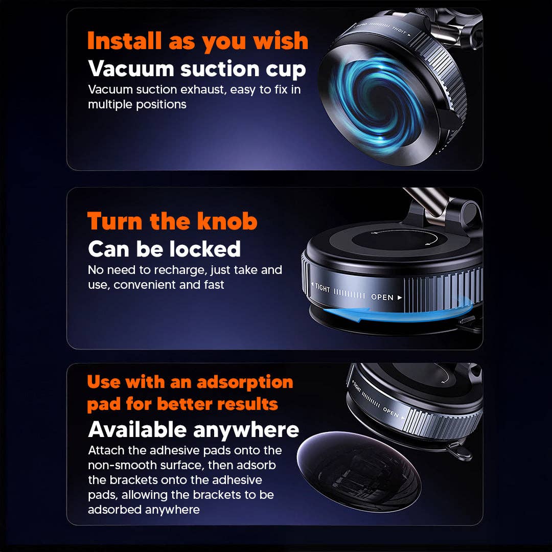 Mtistanbul LTD - Vendita all'ingrosso Supporto per telefono/tablet - Supporto Magnetico per Telefono Regolabile a 360° – Base a Ventosa e Design Pieghevole6