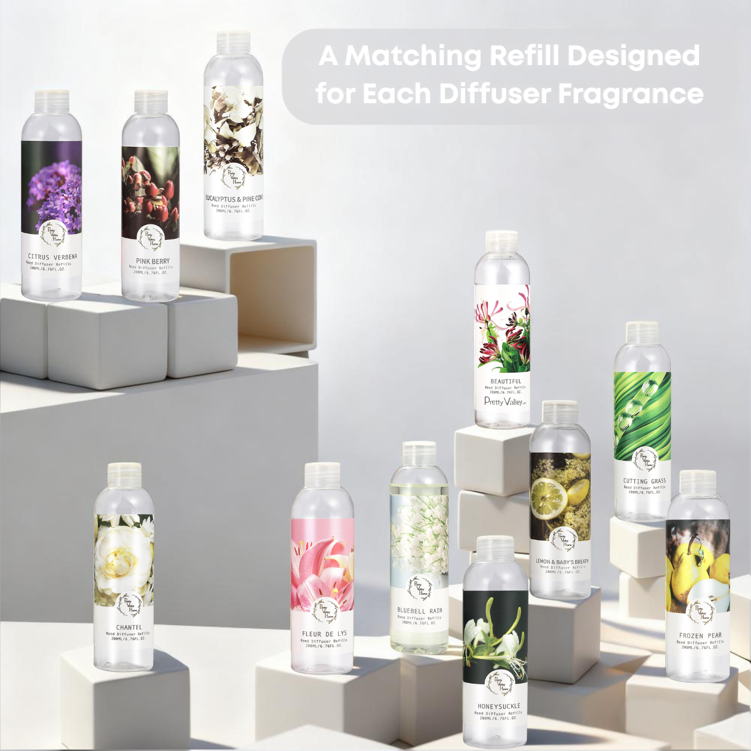 Pretty Valley Home - Wholesale Fragrance Oil - 200ml/6.76 Fl.Oz Reed Diffuser Refill, Fragrance Oil4