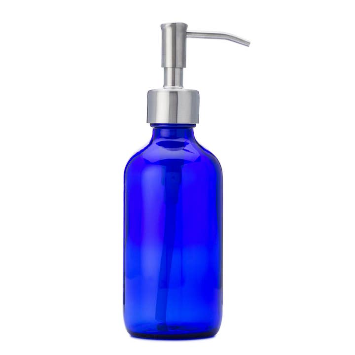 Jarmazing Products - Wholesale Soap Dispenser - Cobalt Glass 8oz Bottle Soap and Lotion Dispenser - S.Steel2