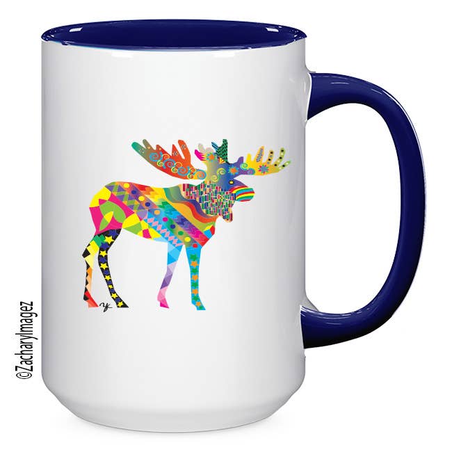Colorful Moose 15 oz Ceramic Mug for wholesale by Zachary Imagez