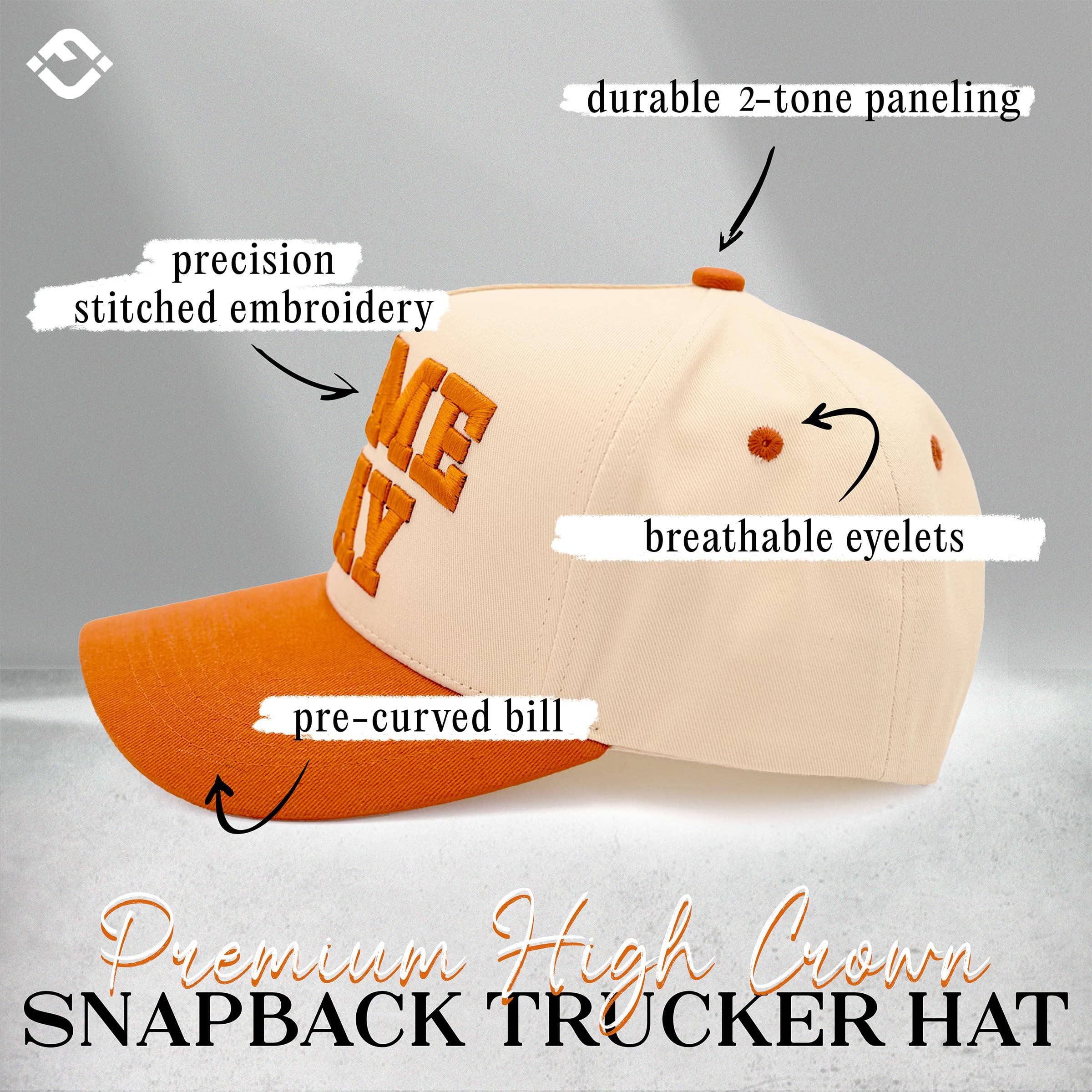 Funky Junque - Wholesale Baseball Cap - Unisex - Retro Two Tone Cap - Game Day - Orange/Beige2