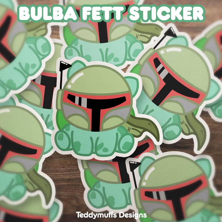 BulbaFett Sticker | Bulbasaur | Boba Fett | Pokemon for wholesale by Teddymuffs Designs