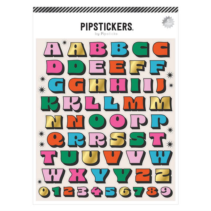 Pipsticks - Wholesale Sticker - Color Me Retro Big Alphabet (5ct) Stickers