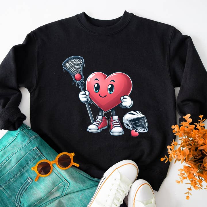 Felpa Lax Stick Ball Lover per giocatore di lacrosse a forma di cuore per la vendita all'ingrosso da parte di Vivtrek