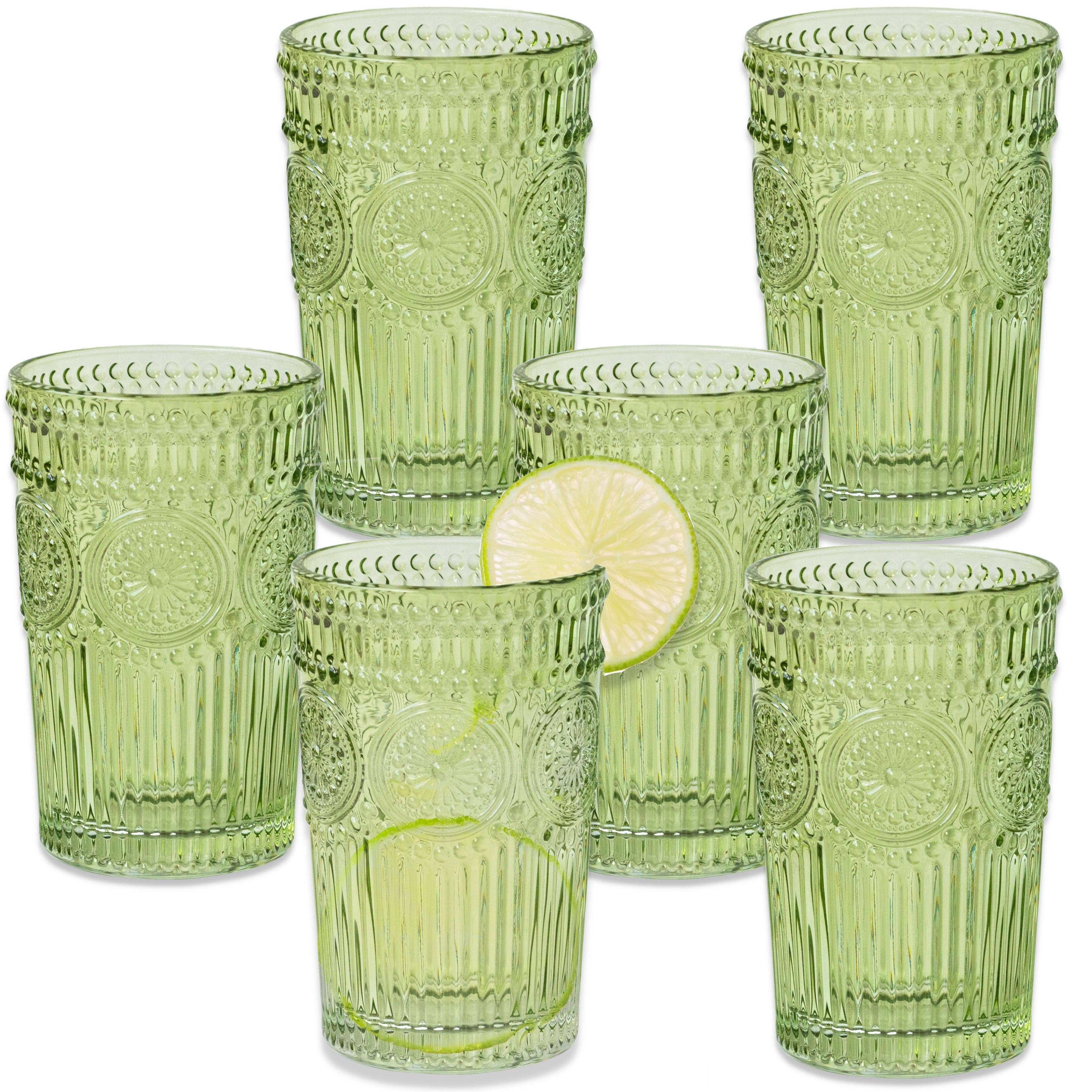 Kate Aspen - Wholesale Drinking Glass/Cup - 13 oz. Vintage Textured Sage Green Drinking Glasses (6 pcs)6