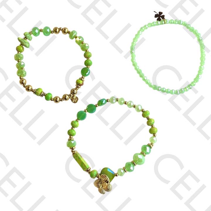 Celli Biju - Wholesale Link & Chain Bracelet - Steel Bracelet - with natural stones and faceted crystals