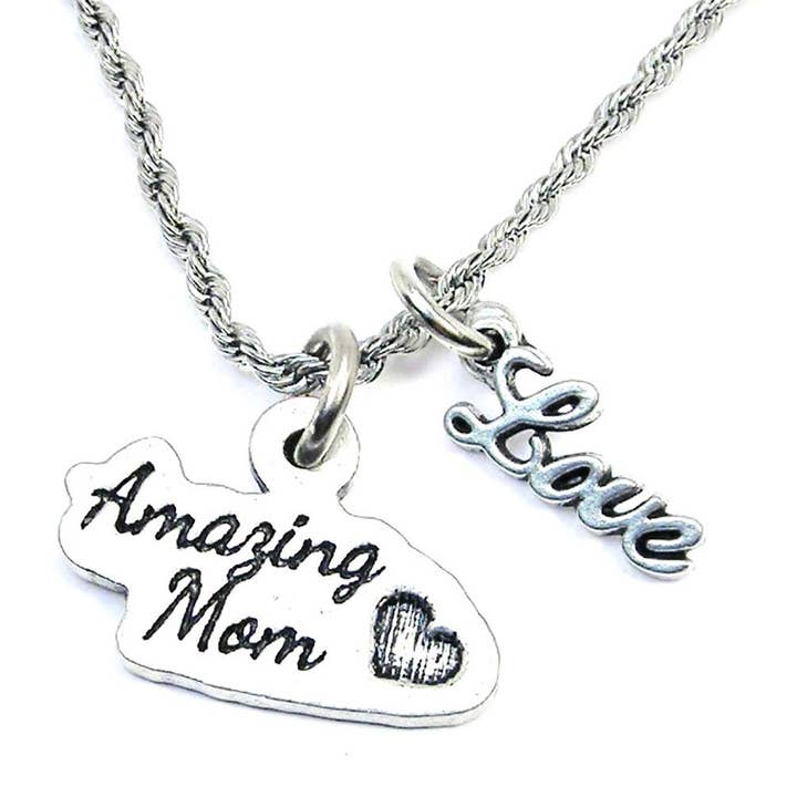 Amazing Mom Collier en corde de 20 po avec amour Fête des Mères Maman pour la vente par Chubby Chico Charms