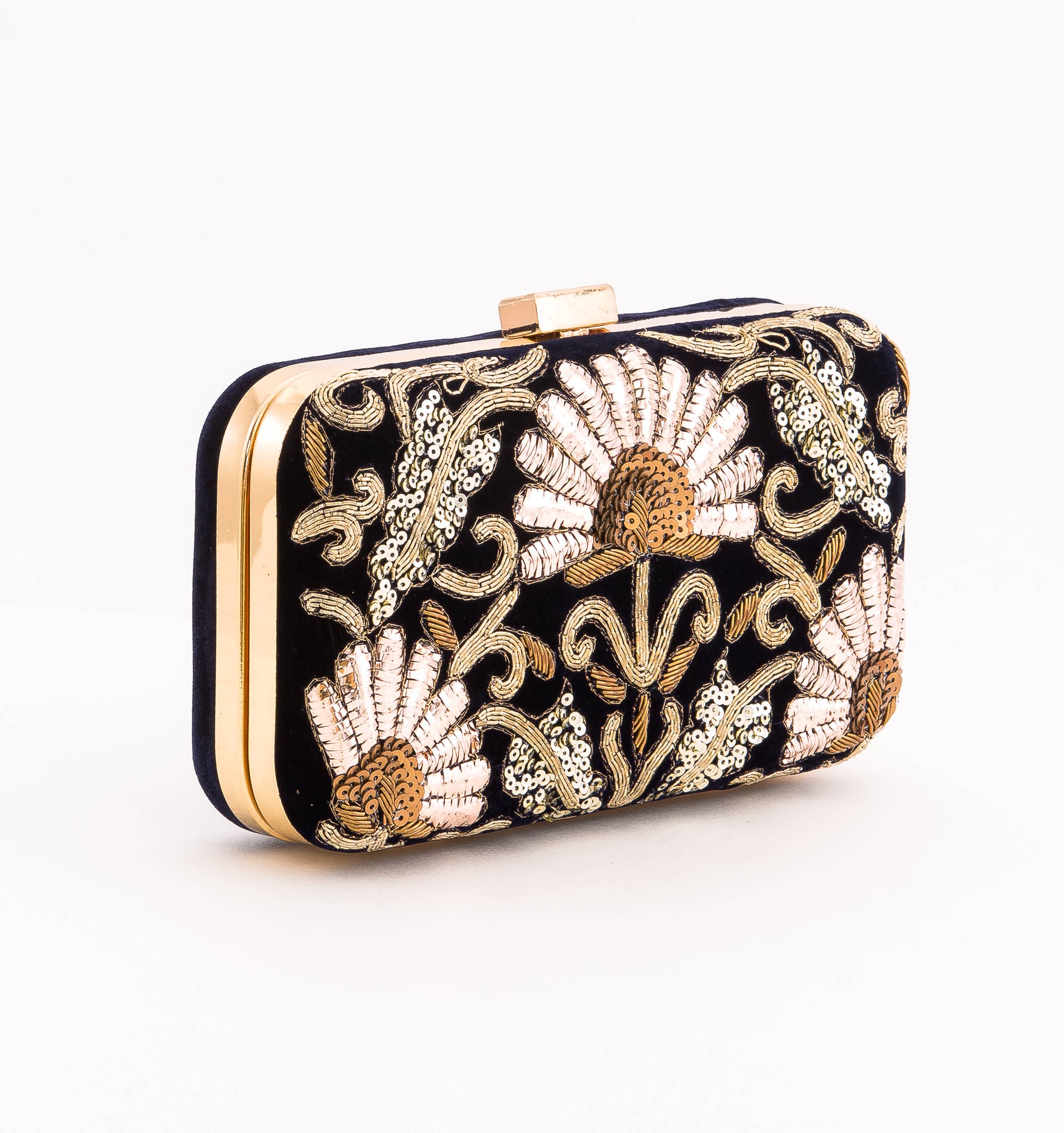 Magazine Clothing - Wholesale Clutch Bag - Women's - Dark Navy Velvet Clutch 1