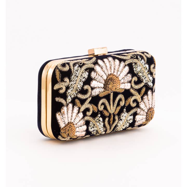 Magazine Clothing - Wholesale Clutch Bag - Women's - Dark Navy Velvet Clutch 1