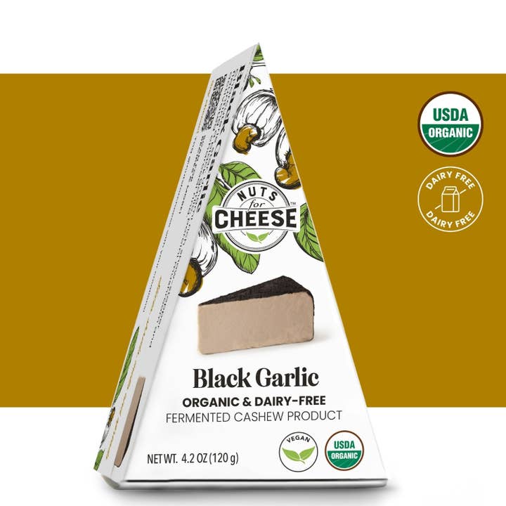 Nuts For Cheese - Wholesale Cheese - Black Garlic Cashew Cheese Wedge | Organic | Artisan | Vegan