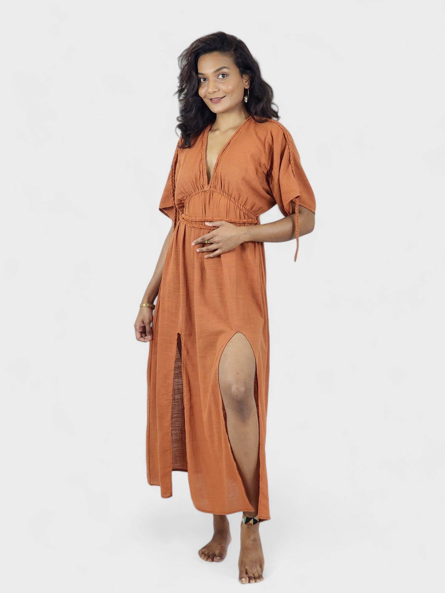 Sacred Ceremony - Wholesale Dress - Women's - Rust Organic Cotton Rope Goddess Maxi Dress8