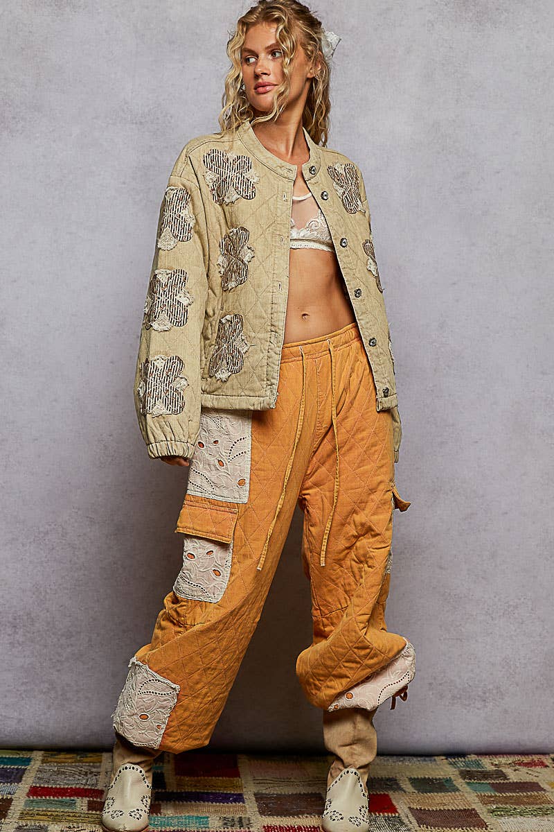 Pol Clothing - Wholesale Jacket - Women's - Mock neck balloon sleeve oversized fit quilted Jacket14