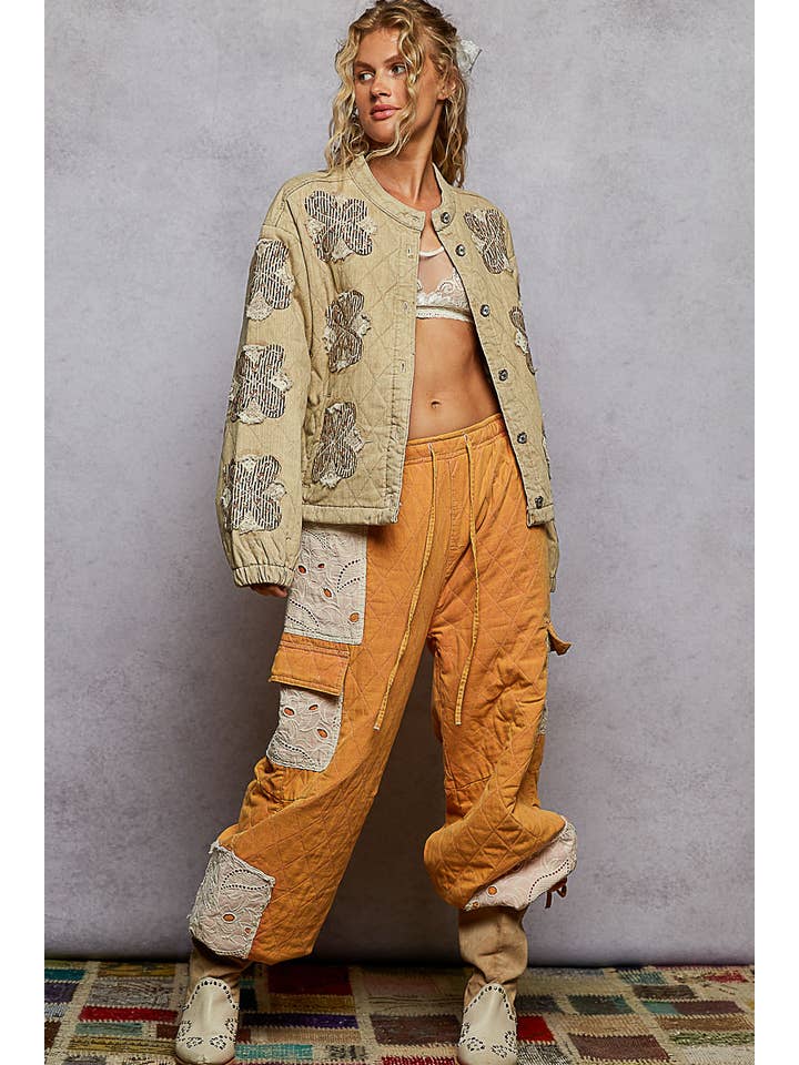 Pol Clothing - Wholesale Jacket - Women's - Mock neck balloon sleeve oversized fit quilted Jacket14