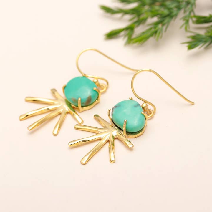 Sterling sølv turkis sol dingleøreringe 925 for engroshandel hos AG 925 JEWELLERY