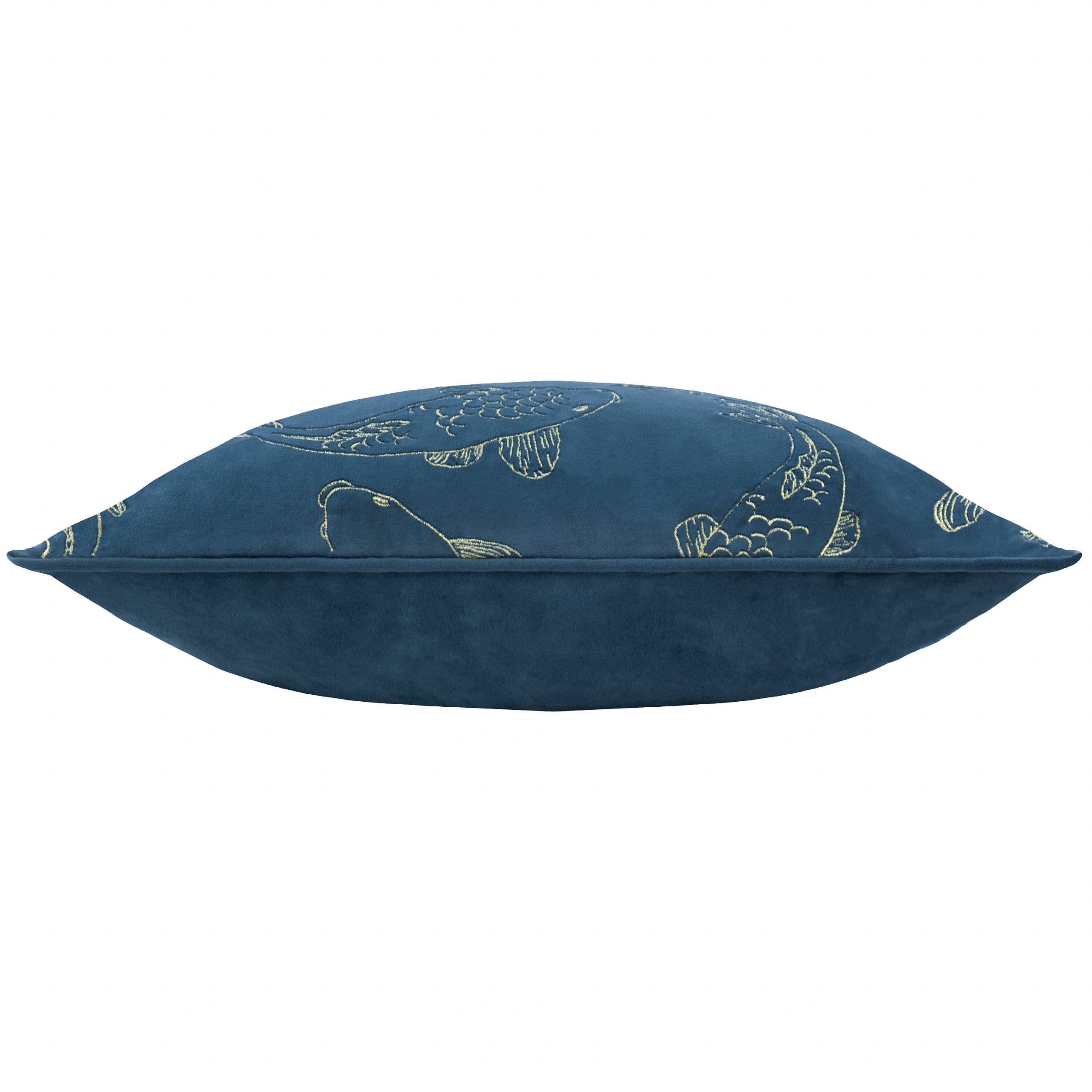 Koi Pond Embroidered Velvet Cushion Navy for wholesale on Faire3