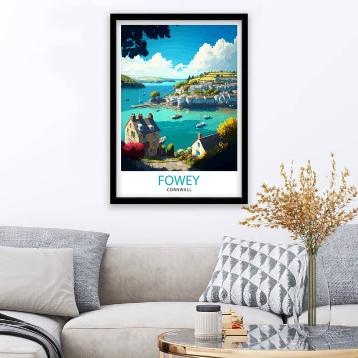 InkNPrintz – wholesale Art print – Fowey Cornwall Travel Poster Fowey Wall Art Fowey Home Decor Fowey Illustration Travel Poster Gift for Fowey Lovers, Cornwall5