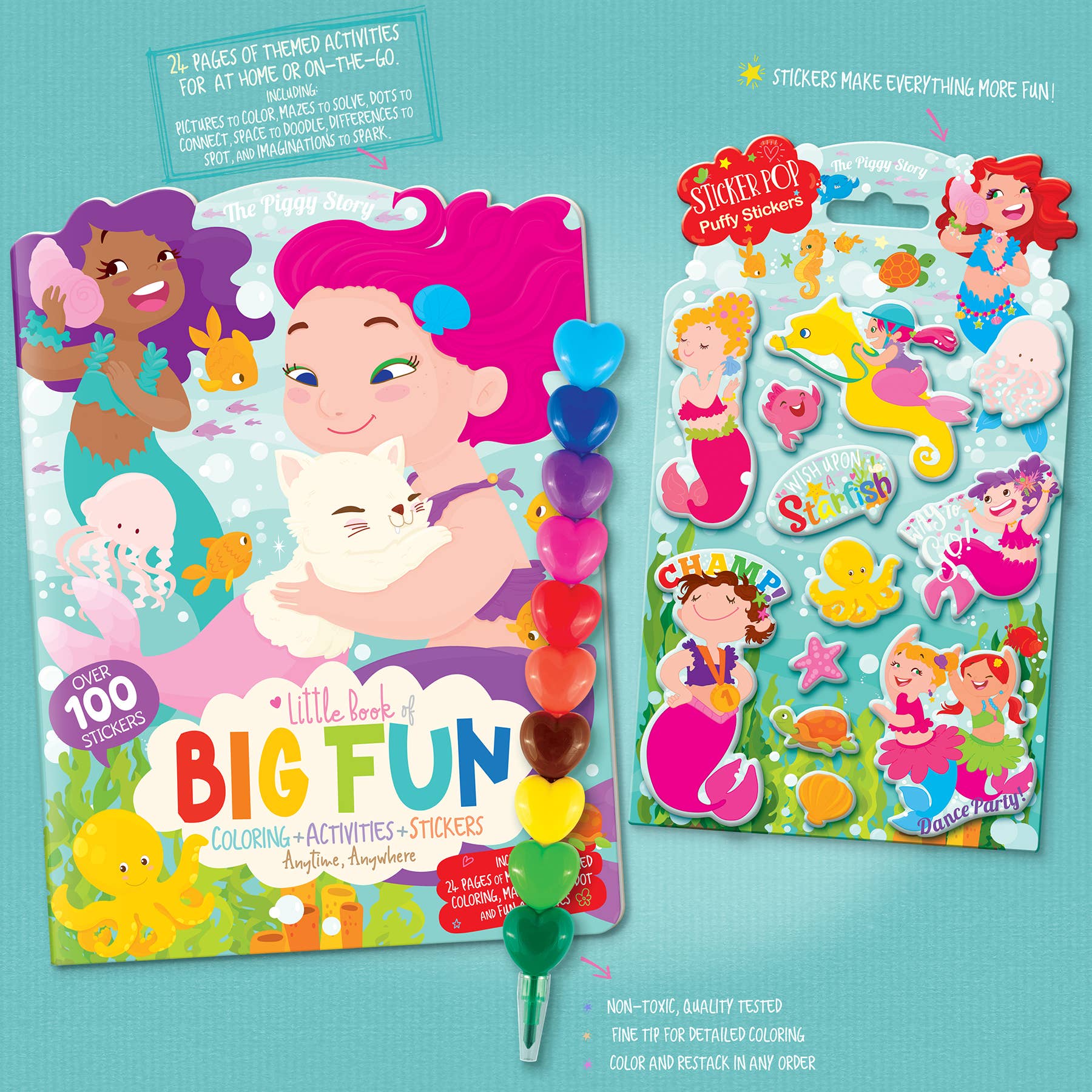 Girl Nation - Wholesale Art Set - Kids & Baby - Mermaid 3 Piece Gift Pack | Activity Book, Crayons, Stickers1