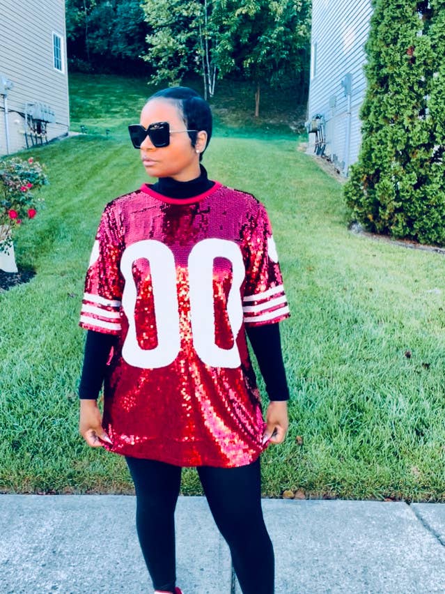 Double Zero Red Sequin T-shirt Dress for wholesale by M.T.A.P. Clothing