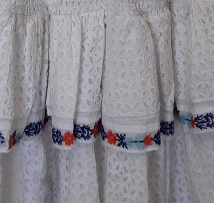 WHITE TULLY  EMBROIDERED DRESS for wholesale on Faire4