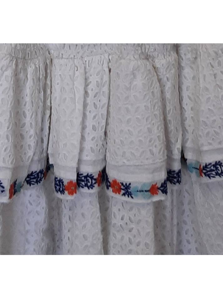 WHITE TULLY EMBROIDERED DRESS for wholesale on Faire4
