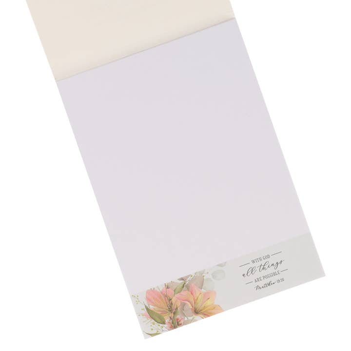 Christian Art Gifts - Wholesale Notepad - Notepad Floral All Things are Possible Matt. 19:262