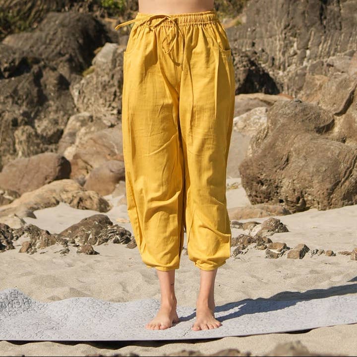 Pantalones de Yoga de Algodón para Mujeres Amarillo -Soma para venta al por mayor de AKISO